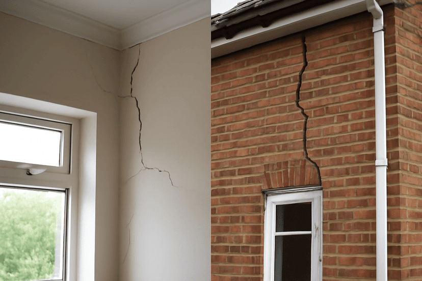 Cracks or damage to internal and external brickwork
